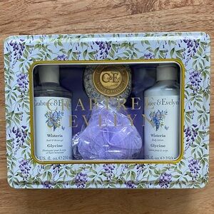 Crabtree & Evelyn Wisteria Bath Set in tin NWT